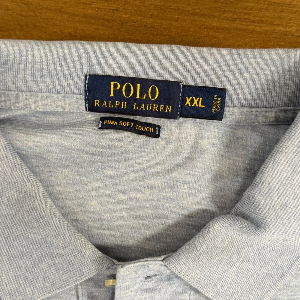 Polo Ralph Lauren Mens XXL Light Blue Pima Soft Touch Cotton Polo Shirt SS
